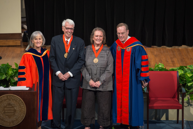 Michele Wheatly,  Chancellor Kent Syverud presenting awards, One University Awards 2017